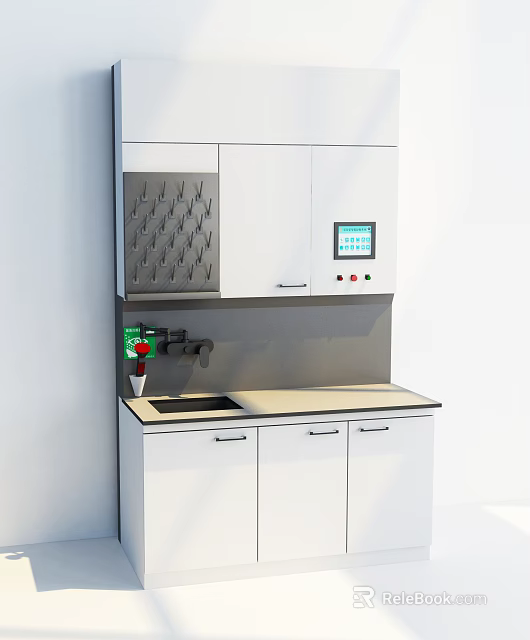 Modern Industrial Equipment With Digital Display Control Panel And Workbench Design 3d model 
