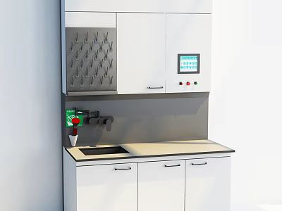 Modern Industrial Equipment With Digital Display Control Panel And Workbench Design 3d model