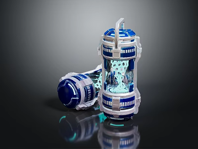 Blue And White Cylindrical Daily Use Electrical Appliances With LED Light And Transparent Design 3d model