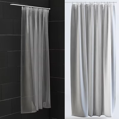 Bathroom Accessories Gray White Shower Curtain Modern Waterproof Bathroom Decor 3d model