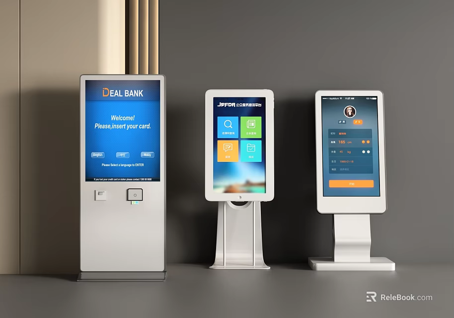 Modern Self Service All in One Kiosks With Banking Payment Interface And User Friendly Applications 3d model 