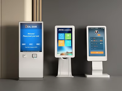 Modern Self Service All in One Kiosks With Banking Payment Interface And User Friendly Applications 3d model