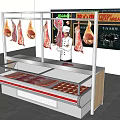 Fresh Meat Display Shelf With Hanging Meat And Glass Case For Butcher Shop