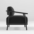 Black Accent Chair Featuring Modern Minimalist Design With Armrests And Comfortable Seat