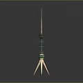 Modern Tower Structure With Tall Antenna Green Section And Triangular Base Support 3d model