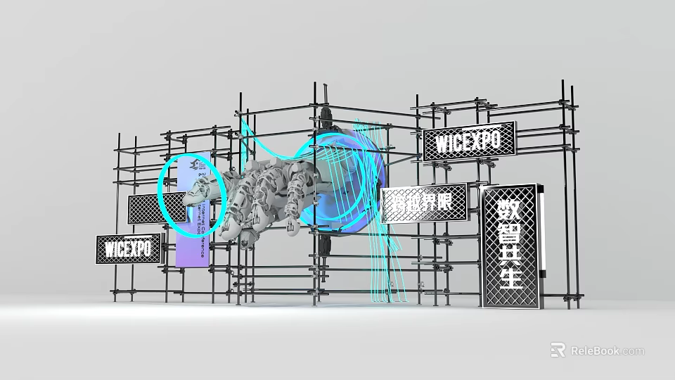 WCEXPO Ice and Snow World Exhibition with Scaffolding Structure and Ice Snow Queen 3d model 