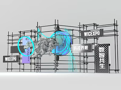 WCEXPO Ice and Snow World Exhibition with Scaffolding Structure and Ice Snow Queen 3d model