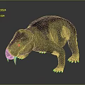 Game Movie Character 3D Model With Purple Green Skin Yellow Eyes And Orange Fangs