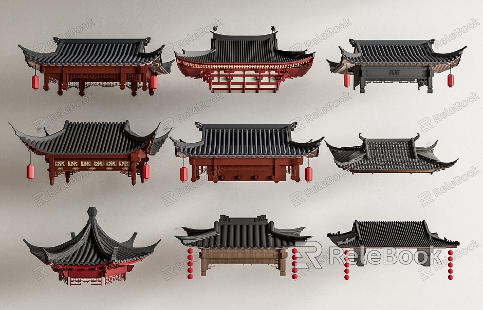 Chinese-style Eaves Ancient Building Eaves Eaves Line Eaves Tile Ridge Roof Building Components model