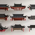 Chinese-style Eaves Ancient Building Eaves Line Eaves Tile Ridge Roof Building Components 3d model
