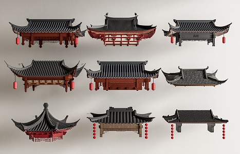 Chinese-style Eaves Ancient Building Eaves Line Eaves Tile Ridge Roof Building Components 3d model