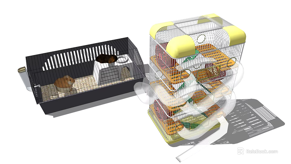 Small Animal Pet Cage Accessory Combination With Multi Level Toys Platform 3d model 