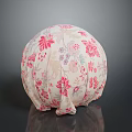 Floral Patterned Round Fabric Decorative Pillow With Pink And Blue Flowers