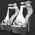 White Platform High Heel Shoes With Crisscross Straps And Stylish Design
