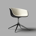 Modern white flannel adjustable mobile computer chair 3d model