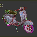 Vintage Blue Scooter With Red Seat Classic Design And Rustic Wheels