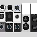 Modern Washing Machines with Front Load Design Different Colors and Multiple Contemporary Styles 3d model