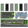 Parking Lot Design Layout With Multiple Plans Parking Spaces And Green Areas 3d model