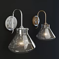 Wall Mounted Lamps With Transparent Glass Shades And Silver Gold Metal Finishes