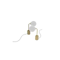 Pair of Modern Gold Metal Table Lamps With White Round Shades And Cylindrical Bases