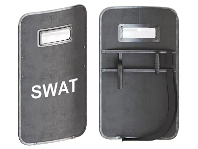 Tactical SWAT Shield With Front Viewport And Rear Handle Design 3d model