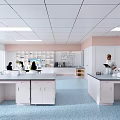 Modern Laboratory Interior With Researchers Working At Lab Benches And Scientific Instruments
