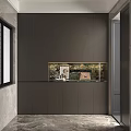 Elegant Modern Shoe Cabinet With Dark Finish And Glass Display Shelf In Hallway Interior