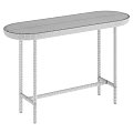 Minimalist Wooden Console Table With Oval Top Slender Legs And Natural Finish