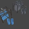 Heavy Duty Industrial Equipment With Metal Frame Structure Hanging Blue Cylinders