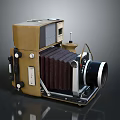 Vintage Folding Electronic Camera With Brown Leather Cover And Metal Lens Structure 3d model
