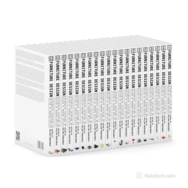 Encyclopedia Book Collection With Multiple Volumes White Covers And Neatly Arranged Spines 3d model 
