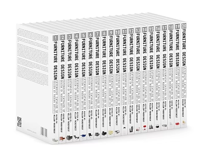 Encyclopedia Book Collection With Multiple Volumes White Covers And Neatly Arranged Spines 3d model