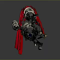 White Cylindrical Mechanical Components With Black Parts And Red Cloth