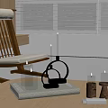 Lit Decorative Candles with Metal Ring Wooden and Book Holders on Tabletop