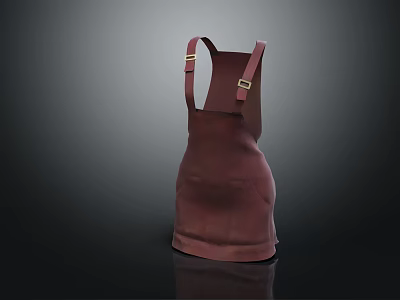 Trendy Burgundy Overall Dress With Adjustable Shoulder Straps And Metal Buckles Fashion 3d model