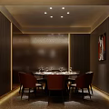 Modern Restaurant Interior Featuring Arranged Dining Tables Comfortable Chairs Warm Lighting And Wall Art