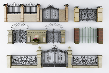 European gate classical fence 3d model