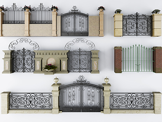 European gate classical fence 3d model