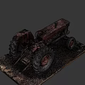 Old Red ENOR Utility Tractor with Large Tires on Dirt Ground