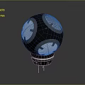 Black Reflective Sphere Decorative Piece With White Intricate Patterns And Metal Base 3d model