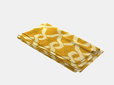 Decorative Yellow Square Rug With White Geometric Pattern And Folded Design 3d model