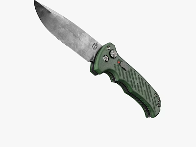 High Quality Hardware Tool Folding Knife With Green Textured Handle And Sharp Metal Blade 3d model
