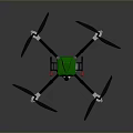 Aerospace Quadcopter Drone With Green Body Four Propellers For Space Exploration Missions