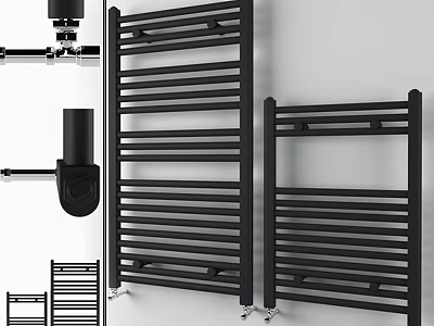 Modern Bathroom Accessories Black Heated Towel Rails with Wall Mounted Design 3d model