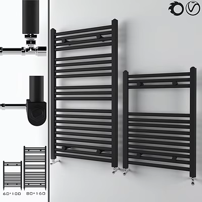 Modern Bathroom Accessories Black Heated Towel Rails with Wall Mounted Design 3d model