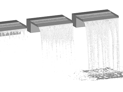 Three Tiered Garden Water Feature With Cascading Water Flow Design 3d model