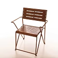 Modern Leisure Chair With Metal Frame Wooden Seat Backrest And Armrests