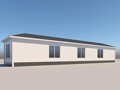 Modern Single Story House With White Exterior Black Roof And Multiple Windows 3d model