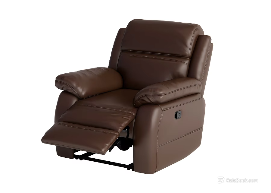 Brown Leather Massage Chair With Reclining Function Electric Control And Modern Design 3d model 