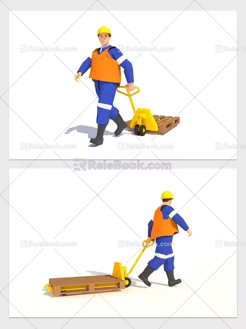 modern workers construction workers 3d model